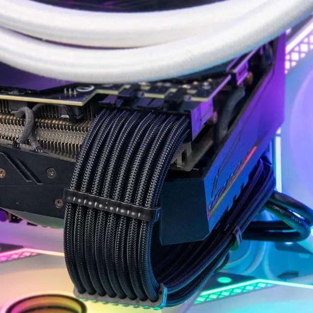 Alt view image 7 of 7 - 18AWG PSU Extension Cable Kit, PVC Fabric Texture, 1x24Pin ATX / 1x8Pin(4+4) CPU / 2x8Pin(6+2) GPU Cable Extension, 30cm with Combs, Black