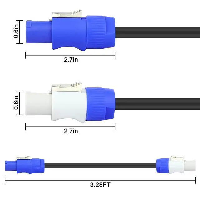 Alt view image 4 of 5 - 2 Pack Stage Light PowerCON Cable, 3 Pin 16AWG AC PowerCon Connector Cord Input to Output, 20A Power Extension Cord for Outdoor Stage Lighting Series - 1M / 3FT (2PC)