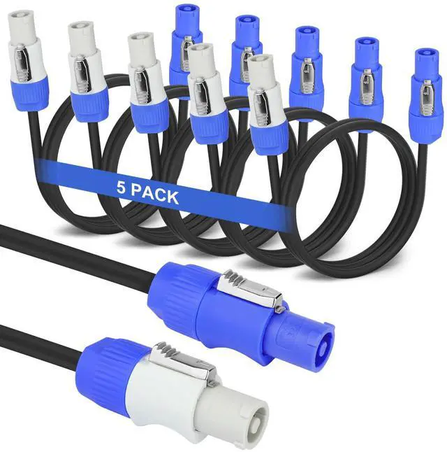 Main image of 5 Pack Stage Light PowerCON Cable, 3 Pin 16AWG AC PowerCon Connector Cord Input to Output, 20A Power Extension Cord for Outdoor Stage Lighting Series - 1M / 3FT (5PC)