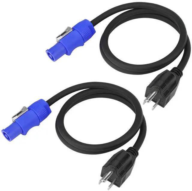 Main image of 2 Pack Stage Light PowerCON Cable with 3 Prong Plug, 20A 3Pin 16AWG, Male to Male Power Cable for Outdoor Stage Lighting Series-1M/3FT (2PC)