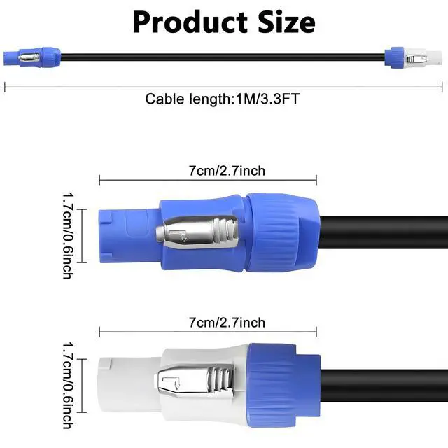 Alt view image 6 of 7 - MAYWILLA PowerCon Power Cable AC 16 AWG 3 Pin PowerCon Input to PowerCon Output Power Connector Extension Cable for Stage Light/LED Screen,Audio Video Equipment (3.3FT)