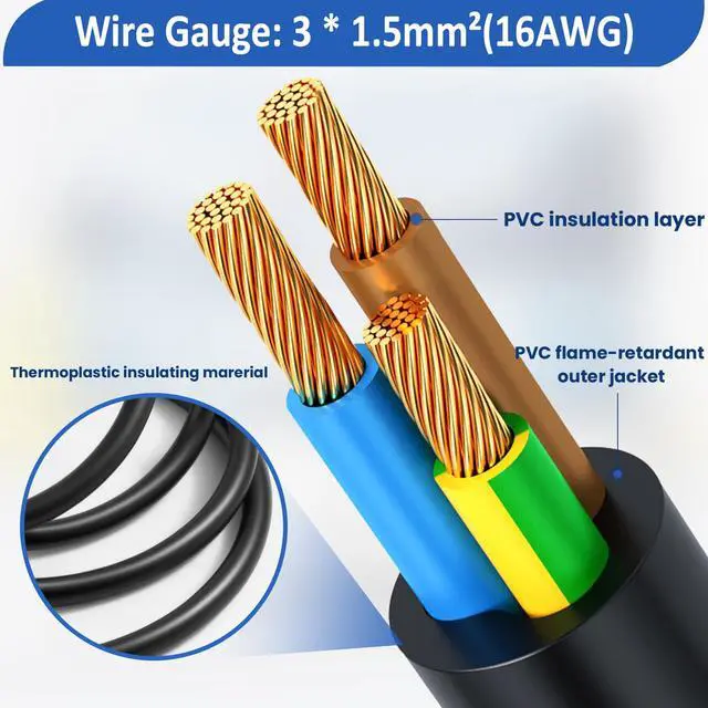 Alt view image 3 of 7 - 16AWG PowerCon Power Cable AC PowerCon Input to PowerCon Output 15A 3 Pin Power Extension Cable for LED Screen, Beam Moving Head Light, Stage Light Power, Audio Video Equipment (1M/3.2FT)