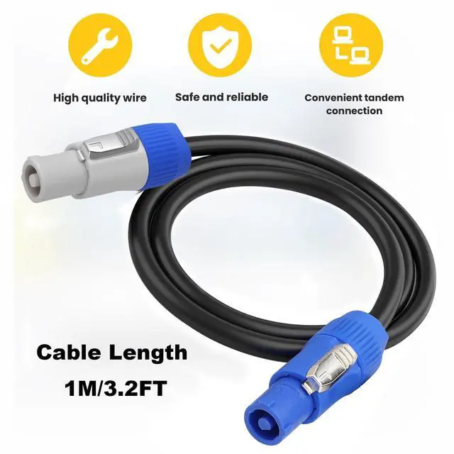 Alt view image 6 of 7 - 16AWG PowerCon Power Cable AC PowerCon Input to PowerCon Output 15A 3 Pin Power Extension Cable for LED Screen, Beam Moving Head Light, Stage Light Power, Audio Video Equipment (1M/3.2FT)