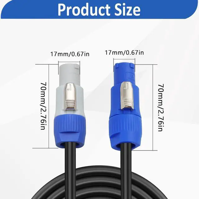 Alt view image 7 of 7 - 16AWG PowerCon Power Cable AC PowerCon Input to PowerCon Output 15A 3 Pin Power Extension Cable for LED Screen, Beam Moving Head Light, Stage Light Power, Audio Video Equipment (1M/3.2FT)