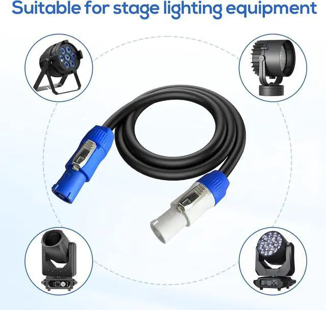 Alt view image 3 of 4 - PowerCon Power Cable AC Powercon Input to Output 14AWG 3 Pin Power Extension Cable for LED Screen Beam Moving Head Light, Stage Light Power,Audio Video Equipment and More-3FT