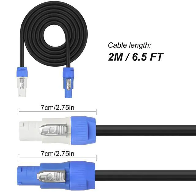 Alt view image 2 of 7 - PowerCon Power Cable 14 AWG 3 Pin AC PowerCon Input to Output Power Extension Cable Cord Wire for LED Screen Beam Moving Head Light, Stage Light Power,Audio Video Equipment and More-2M/6.5FT