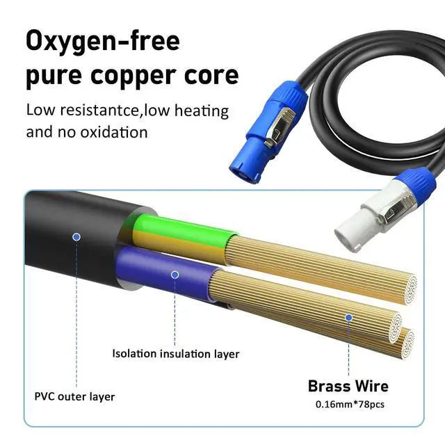 Alt view image 2 of 6 - PowerCon Power Cable AC PowerCon Input to PowerCon Output 12AWG 3 Pin Power Extension Cable for LED Screen Beam Moving Head Light, Stage Light Power,Audio Video Equipment and More-3FT