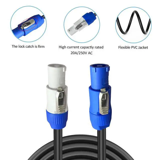 Alt view image 3 of 6 - PowerCon Power Cable AC PowerCon Input to PowerCon Output 12AWG 3 Pin Power Extension Cable for LED Screen Beam Moving Head Light, Stage Light Power,Audio Video Equipment and More-3FT