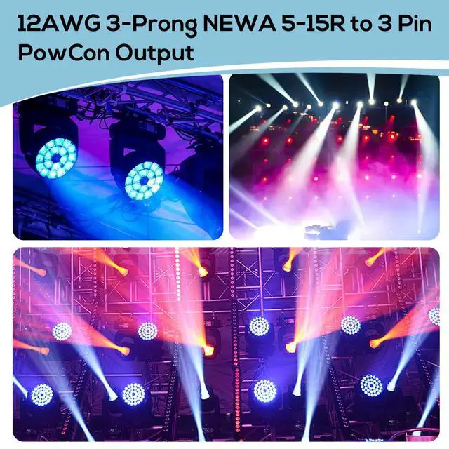 Alt view image 5 of 7 - 11AWG PowerCON Cable,NEMA 5-15p to PowerCON Connector,PowerCON Power Cable 20A 3 Pin PowerCon Input Male Connector Extension Power Wire for Outdoor Stage Light LED Screen-15FT