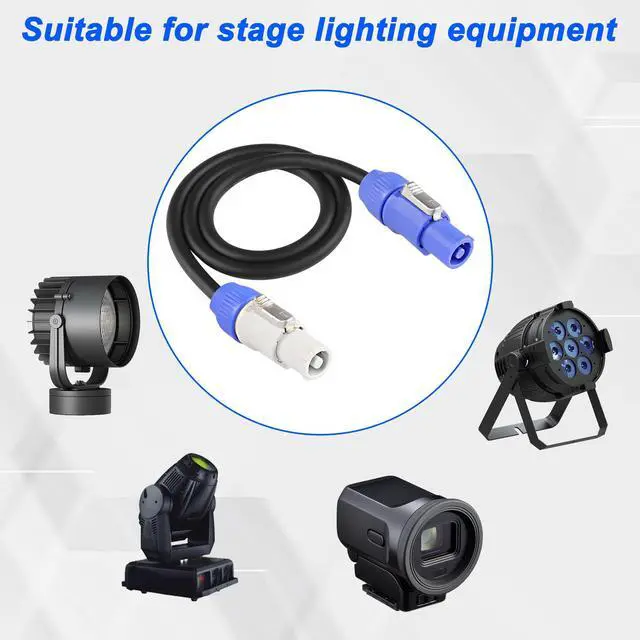 Alt view image 7 of 7 - PowerCon Power Cable - 12AWG 3 Pin Power Extension Cable for LED Screen, Beam Moving Head Light, Stage Light, Audio, Video and More - 1M/3FT