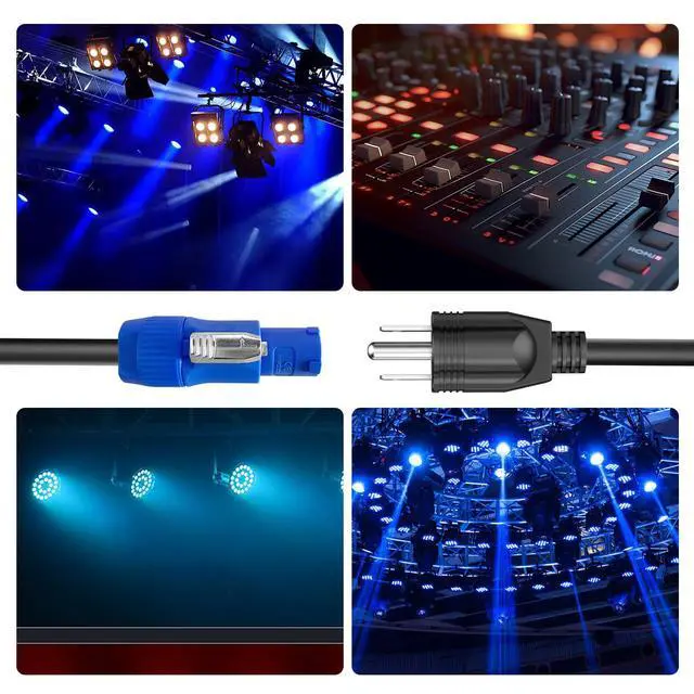 Alt view image 5 of 6 - 3-Prong NEMA 5-15P to PowerCON AC Power Cable Cord 20A 3 Pin PowerCon Input Male Connector to NEMA 5-15P Male Extension Power Wire 16AWG for Outdoor Stage Light LED Screen-6FT