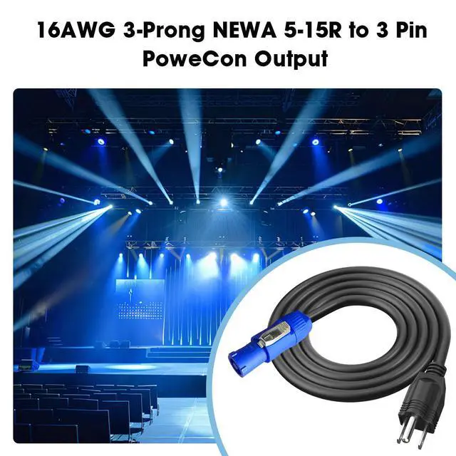Alt view image 6 of 6 - 3-Prong NEMA 5-15P to PowerCON AC Power Cable Cord 20A 3 Pin PowerCon Input Male Connector to NEMA 5-15P Male Extension Power Wire 16AWG for Outdoor Stage Light LED Screen-6FT