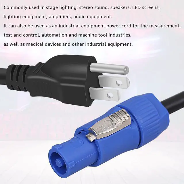 Alt view image 7 of 7 - 3-Prong NEMA 5-15P to PowerCON Cable 20A 3 Pin PowerCon Input Connector to NEMA 5-15P Connector Cord 16AWG for Outdoor Stage Light LED Screen-3.05M/10FT