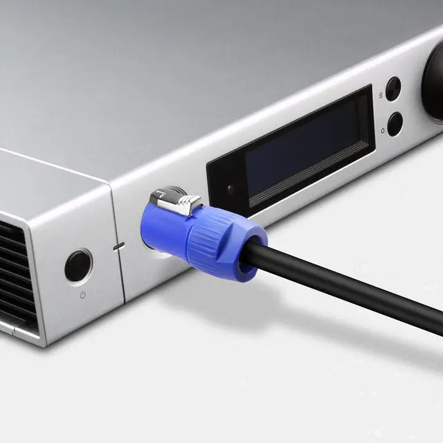 Alt view image 3 of 7 - PowerCon Cable Power Extension Cord Professional AC 16AWG 3 PIN Male to Male Blue in to Gray Out Power Connector for LED Screen Beam Moving Head Light,Stage Light,Speaker (3.28FT)