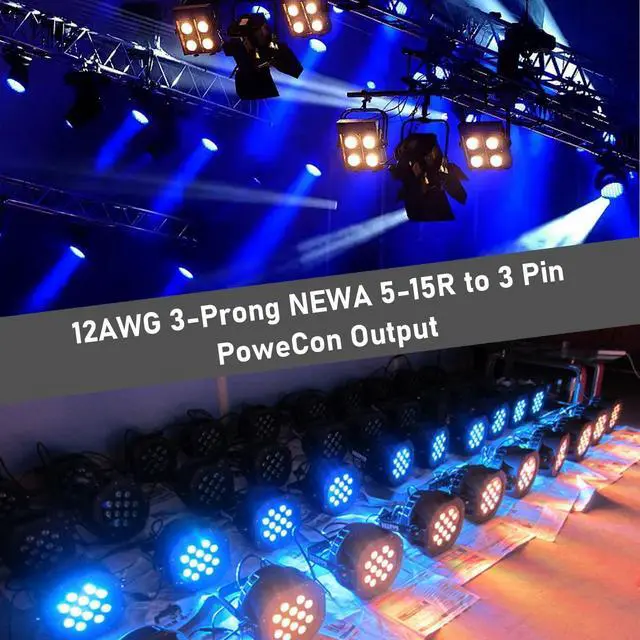 Alt view image 7 of 7 - 12AWG PowerCON Cable, NEMA 5-15p to PowerCON Connector, AC Power Cable 20A 3 Pin Input Male Connector Extension Wire for Outdoor Stage Light LED Screen (6FT)