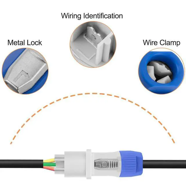 Alt view image 5 of 7 - for Powercon Connector 3 Pin Male Panel Mount Female for Neutrik Power Cable, AC 250V 20A Plug Jack Adapter for Stage Light LED Screen Audio Equipment, 8 Pcs