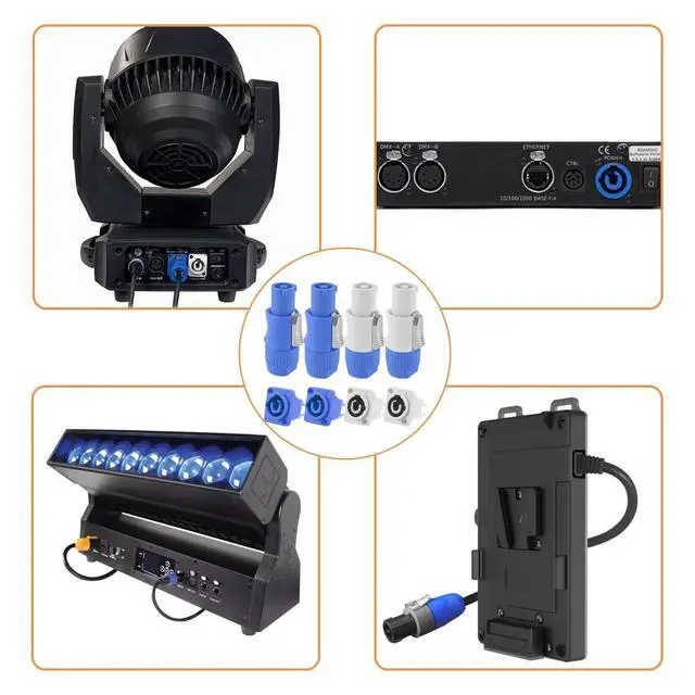 Alt view image 7 of 7 - for Powercon Connector 3 Pin Male Panel Mount Female for Neutrik Power Cable, AC 250V 20A Plug Jack Adapter for Stage Light LED Screen Audio Equipment, 8 Pcs
