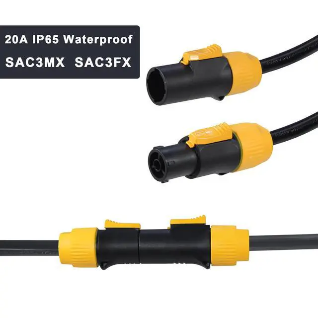 Alt view image 3 of 7 - 1 to 3 Outlet Ture1 powerCON Cable - 3FT 14AWG PowerCon True1 Male to 3X Female Extension Y Splitter Cable, Heavy Duty Outdoor 20A Waterproof True Connector for Stage Light/Speaker(SAC3MX - SAC3FX)