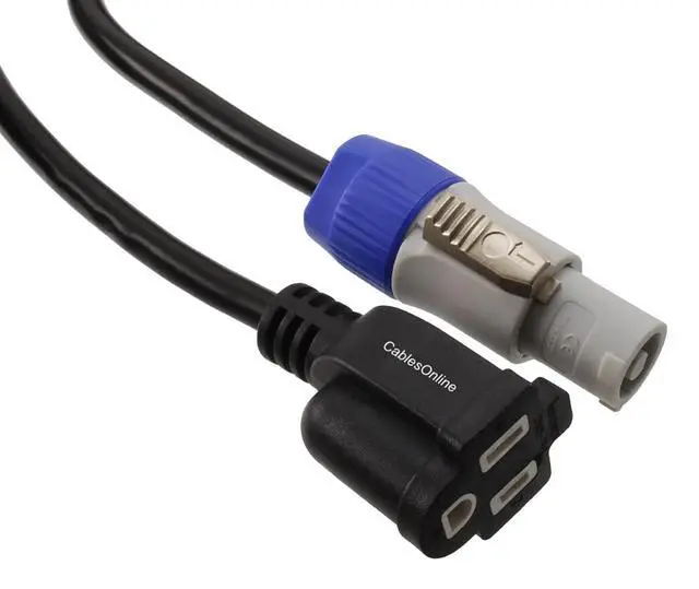 Alt view image 2 of 3 - , 3-Pack 1ft. 16AWG Stage Lighting Fixture Gray-Blue Power-Out Connector to 3-Prong NEMA 5-15R Female Power Adapter Cable, PC-KB601-3