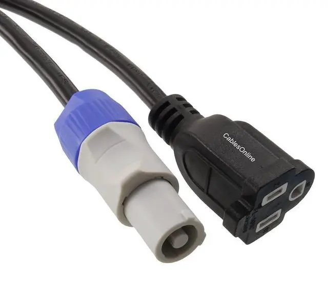 Alt view image 3 of 3 - , 3-Pack 1ft. 16AWG Stage Lighting Fixture Gray-Blue Power-Out Connector to 3-Prong NEMA 5-15R Female Power Adapter Cable, PC-KB601-3