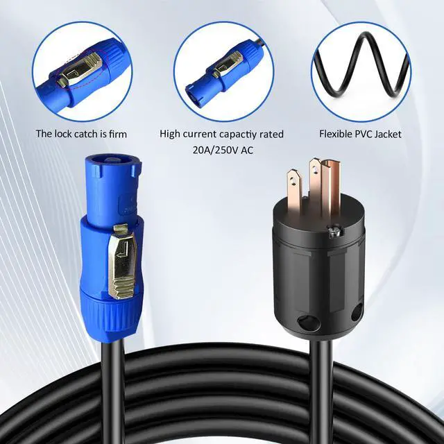 Alt view image 5 of 7 - 11AWG PowerCON Cable,NEMA 5-15p to PowerCON Connector,PowerCON Power Cable 20A 3 Pin PowerCon Input Male Connector Extension Power Wire for Outdoor Stage Light LED Screen-10FT