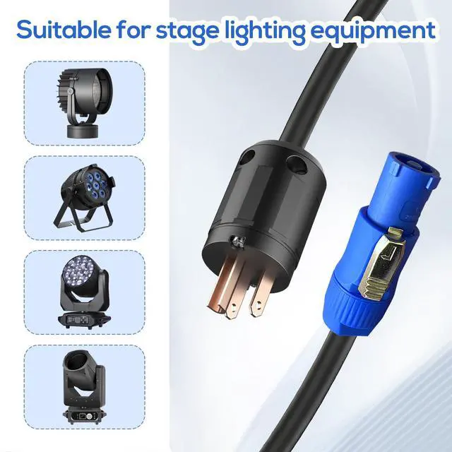 Alt view image 6 of 7 - 11AWG PowerCON Cable,NEMA 5-15p to PowerCON Connector,PowerCON Power Cable 20A 3 Pin PowerCon Input Male Connector Extension Power Wire for Outdoor Stage Light LED Screen-10FT