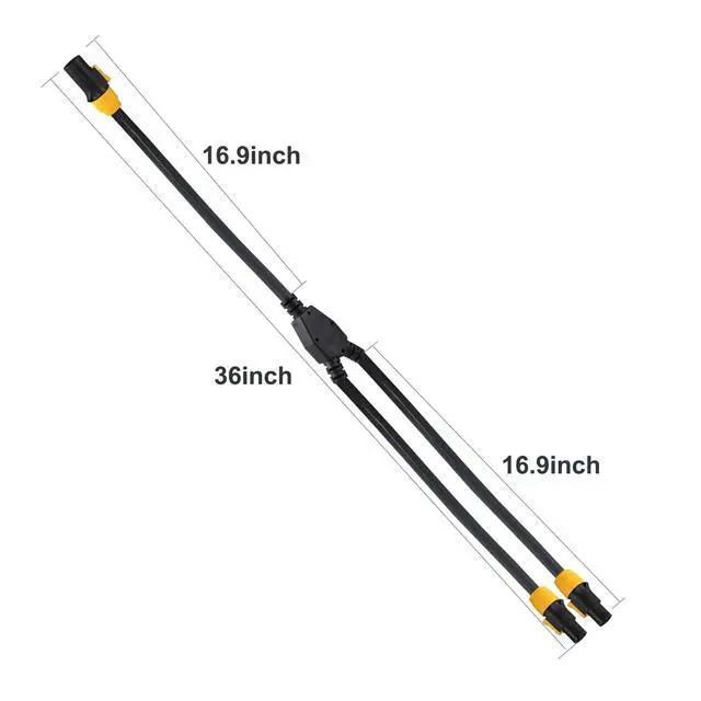 Alt view image 2 of 6 - 1 to 2 Outlet True1 powerCON Cable - 3FT 14AWG PowerCon True1 Male to 2X Female Extension Y Splitter Cable, Heavy Duty Outdoor 20A Waterproof True Connector for Stage Light/Speaker(SAC3MX - SAC3FX)