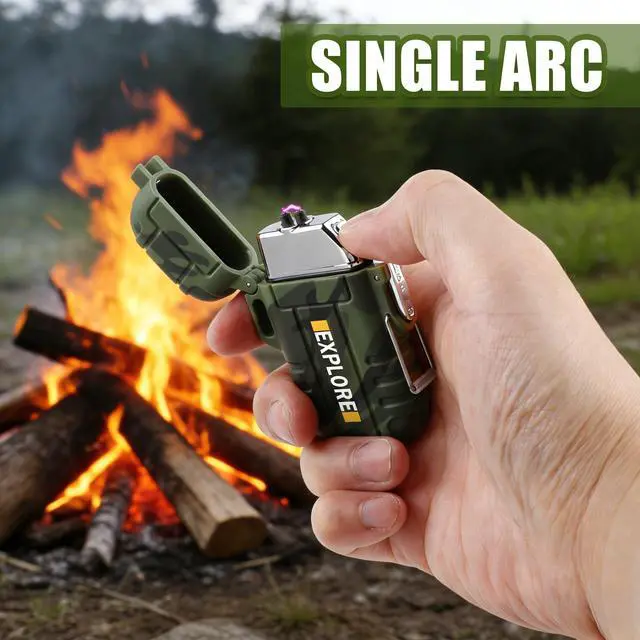 Alt view image 7 of 7 - Electric Lighter USB C Rechargeable Plasma Lighter Windproof Flameless Arc Lighters, Waterproof Matches for Camping Hiking Hunting, Survival Tactical Gear Gifts for Men Fathers Husband