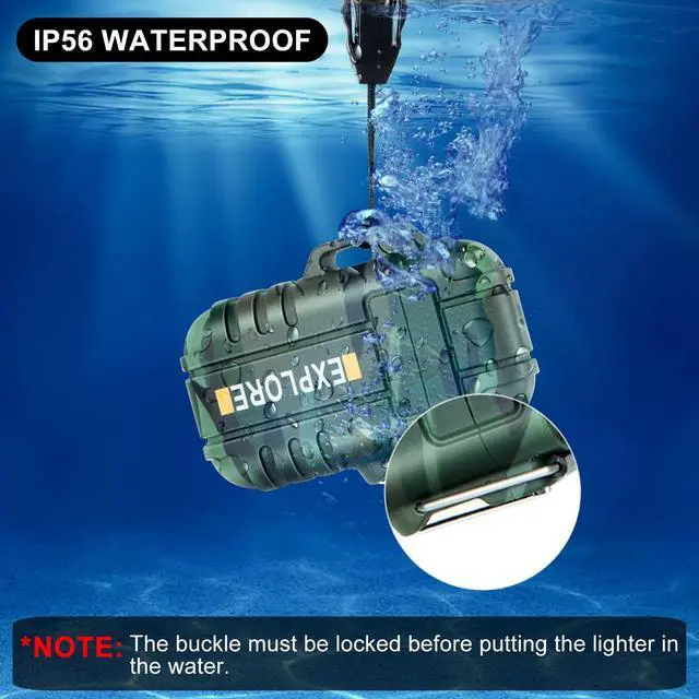 Alt view image 2 of 7 - Bundle for Outdoor Lovers-Camouflage and Orange Waterproof Lighter for Camping, Survival, Tactical