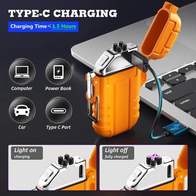 Alt view image 4 of 7 - Bundle for Outdoor Lovers-Camouflage and Orange Waterproof Lighter for Camping, Survival, Tactical