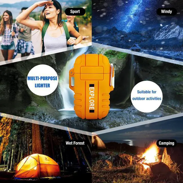 Alt view image 7 of 7 - 2 Pack Waterproof and Windproof Lighter for Camping, Hiking, Fishing