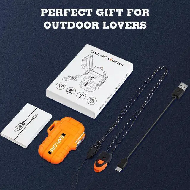 Alt view image 7 of 7 - Bundle for Outdoor Lovers-Camouflage and Orange Waterproof Lighter for Camping, Survival, Tactical