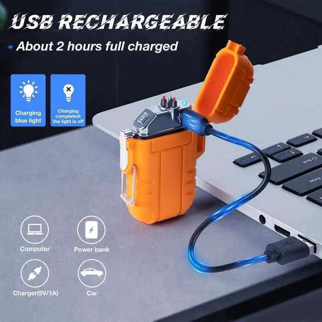 Alt view image 5 of 7 - 2 Pack Waterproof and Windproof Lighter, Electric Lighters Rechargeable
