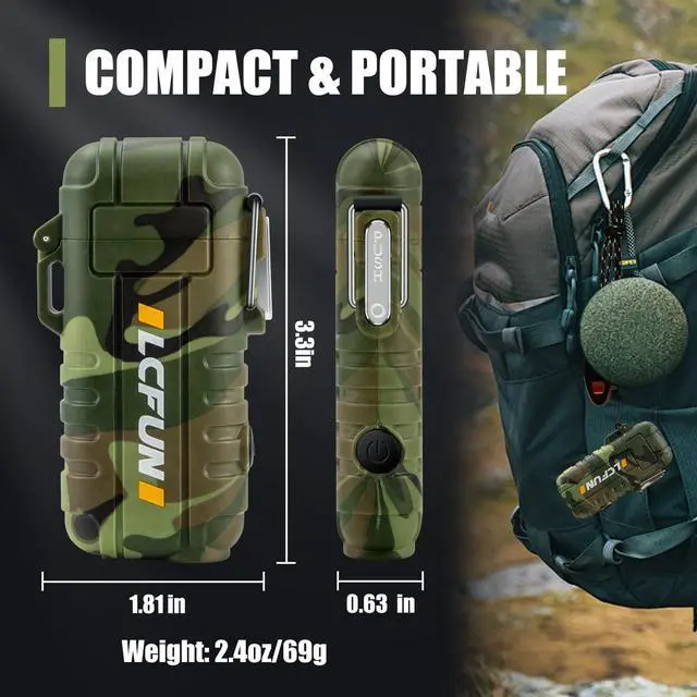 Alt view image 7 of 7 - Waterproof Windproof Lighter 2 Pack, Upgraded Camo Lighter