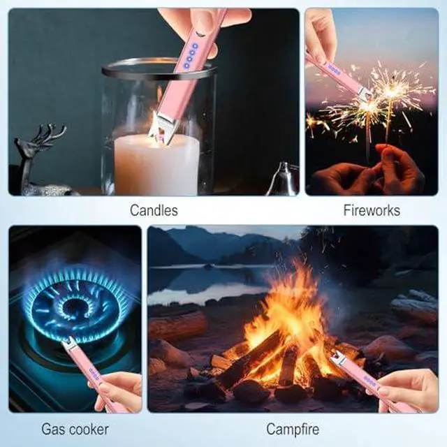 Alt view image 7 of 7 - 2 Pack Candle Lighter with 360° Flexible Neck and 2 Pack Windproof USB C Rechargeable Electric Lighter with Safety Lock