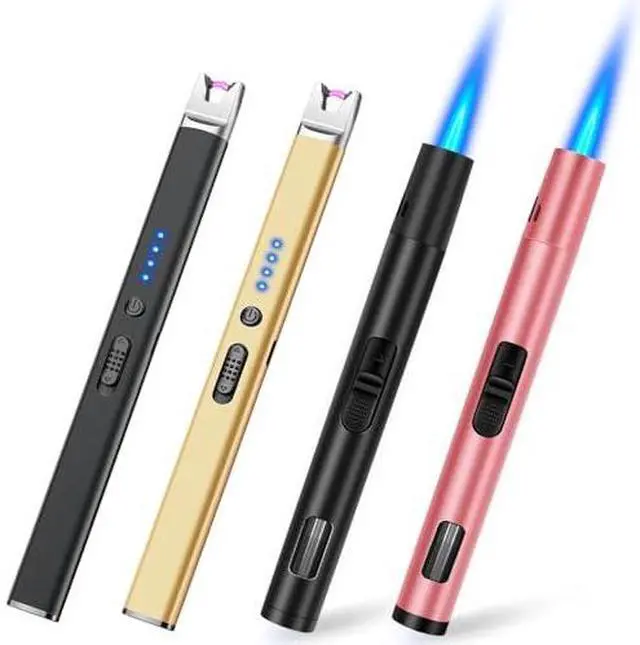 Main image of 4 Pack Candle Lighter Electric USB Rechargeable Arc Lighter with Safety Lock, Windproof Long Butane Torch Lighters for Candles
