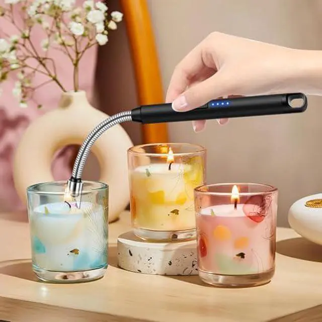 Alt view image 5 of 7 - 4 Pack Candle Lighter Electric USB Rechargeable Plasma Arc Lighter with Safety Lock, Windproof Flameless Long Lighters for Candle, Grill, BBQ, Camping, Gas Stoves