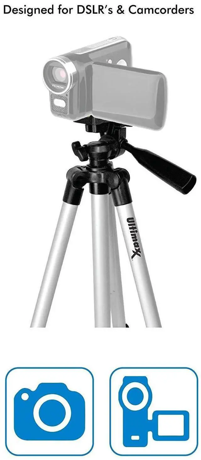 Alt view image 3 of 5 - Lightweight Portable Camera Tripod Stand with Carrying Bag for Sony, Nikon, Canon, Olympus, Pentax, Panasonic, Samsung Cameras and Camcorders (50")