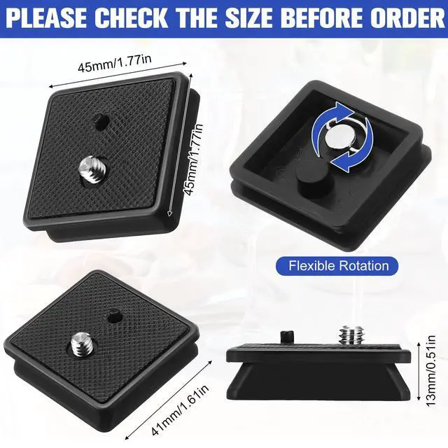 Alt view image 3 of 6 - 2 Pack 41mm and 43mm Tripod Quick Release Plate Camera Mounting Adapter, 2 Sizes QR Release Camera Tripod Ball Head Parts Replacement Compatible with Ambico V0552 V0554, Sunpak,Kalimar