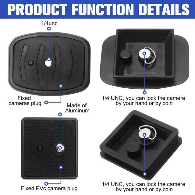 Alt view image 4 of 6 - 2 Pack 41mm and 43mm Tripod Quick Release Plate Camera Mounting Adapter, 2 Sizes QR Release Camera Tripod Ball Head Parts Replacement Compatible with Ambico V0552 V0554, Sunpak,Kalimar