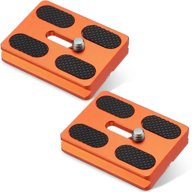 Main image of 2 Pieces Metal Quick Release Plate with 1/4''-20 Camera Screw Tripod Mount Plate Fits Standard for DSLR Camera Tripod Ball Head(Orange,Pu50)