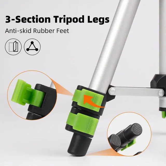 Alt view image 6 of 7 - TPD05 19.7" Lightweight Aluminum Tripod-Mini Portable Adjustable Tripod for Laser Level and Camera, with 3-Way Flexible Pan Head and Bubble Level, Quick Release Plate with 1/4"-20 Screw Mount