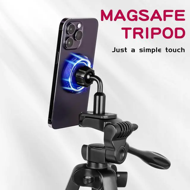Alt view image 2 of 5 - 55" Phone Tripod, PHOPIK Aluminum Extendable Tripod Stand with Shutter, Carrying Bag, Compatible with iPhone/Android/Sport Camera&Insta 360 x5 Perfect for Video Recording/Selfies/Live Stream/Vlogging