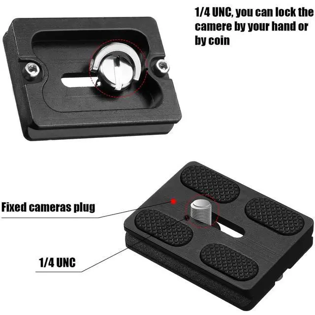 Alt view image 3 of 7 - 2 Pieces Metal Quick Release Plate with 1/4''-20 Camera Screw Tripod Mount Plate Fits Standard for DSLR Camera Tripod Ball Head(Pu50,Black and Blue)