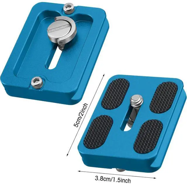 Alt view image 2 of 7 - 2 Pieces Metal Quick Release Plate with 1/4''-20 Camera Screw Tripod Mount Plate Fits Standard for DSLR Camera Tripod Ball Head(Pu50,Black and Blue)