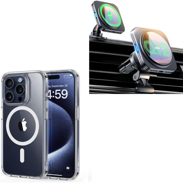 Main image of for iPhone 15 Pro Case and Qi2 15W MagSafe Car Mount Charger, Qi2-Certified MagSafe Car Charger, Air Vent/Dashboard Magnetic Wireless Car Charger, Car Phone Holder Mount for iPhone 15 Pro