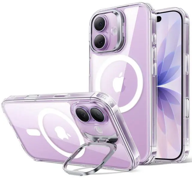 Main image of for iPhone 17 Case with Stash Stand, Compatible with MagSafe, Military-Grade Drop Protection Magnetic Phone Case for iPhone 17, Scratch-Resistant Back Cover,Clear