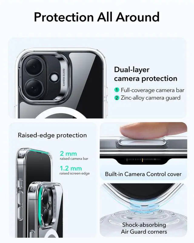 Alt view image 4 of 7 - for iPhone 17 Case with Stash Stand, Compatible with MagSafe, Military-Grade Drop Protection Magnetic Phone Case for iPhone 17, Scratch-Resistant Back Cover,Clear