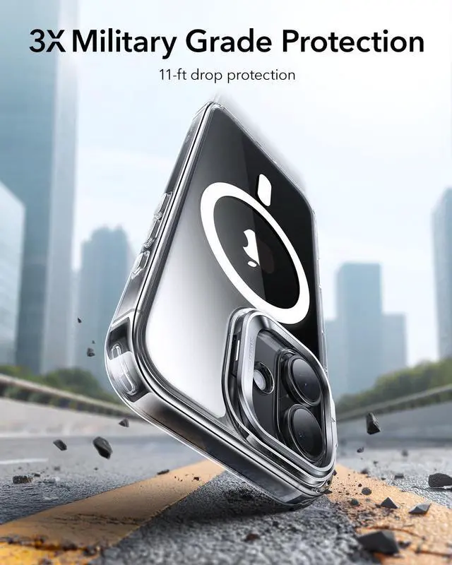 Alt view image 5 of 7 - for iPhone 17 Case with Stash Stand, Compatible with MagSafe, Military-Grade Drop Protection Magnetic Phone Case for iPhone 17, Scratch-Resistant Back Cover,Clear