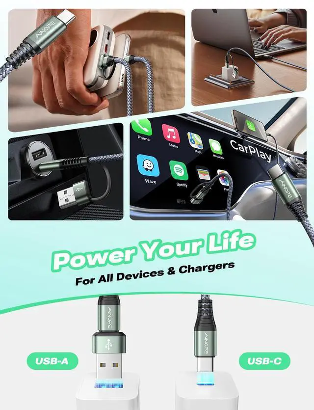 Alt view image 4 of 7 - USB C to USB C Cable, 3 FT USB C Cable Fast Charging with USB to USB C Adapter, 60W USB to USBC Cable for iPhone 17 Pro Max Air Type C Cable for iPhone 16/15/14/13/12, Grey